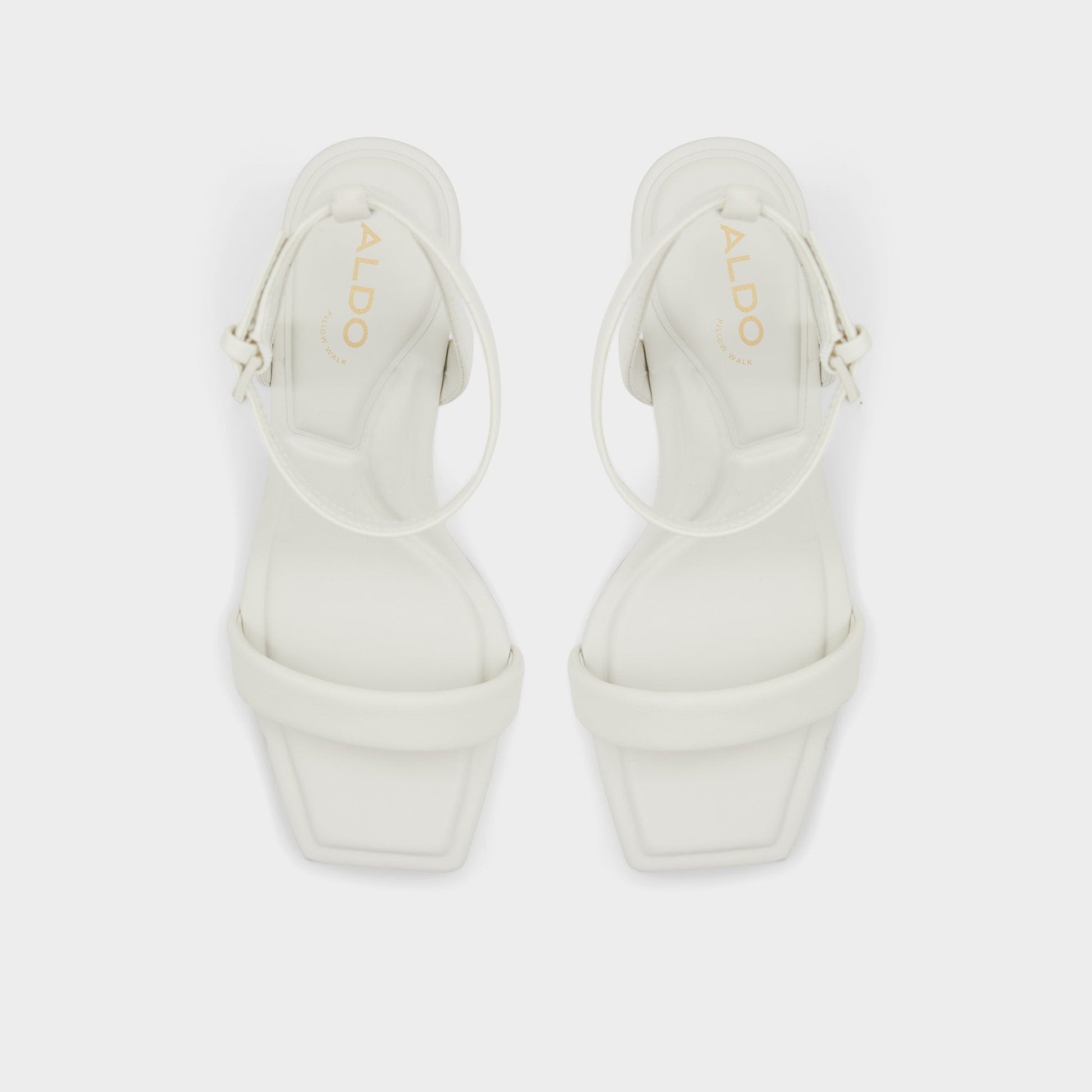 Aurorai White/Bone Women's Strappy sandals - Strappy heeled sandal, Block heel - White/Bone