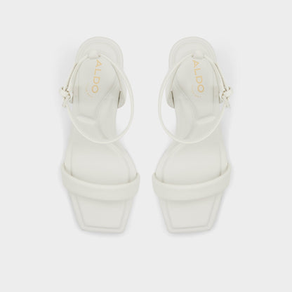 Aurorai White/Bone Women's Strappy sandals - Strappy heeled sandal, Block heel - White/Bone
