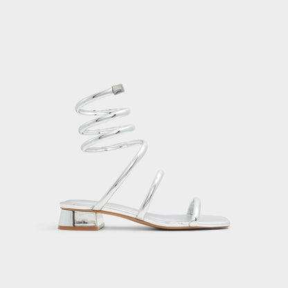 Spinna in Silver - Strappy sandal, Block heel - Silver