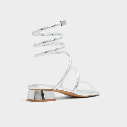 Spinna in Silver - Strappy sandal, Block heel - Silver
