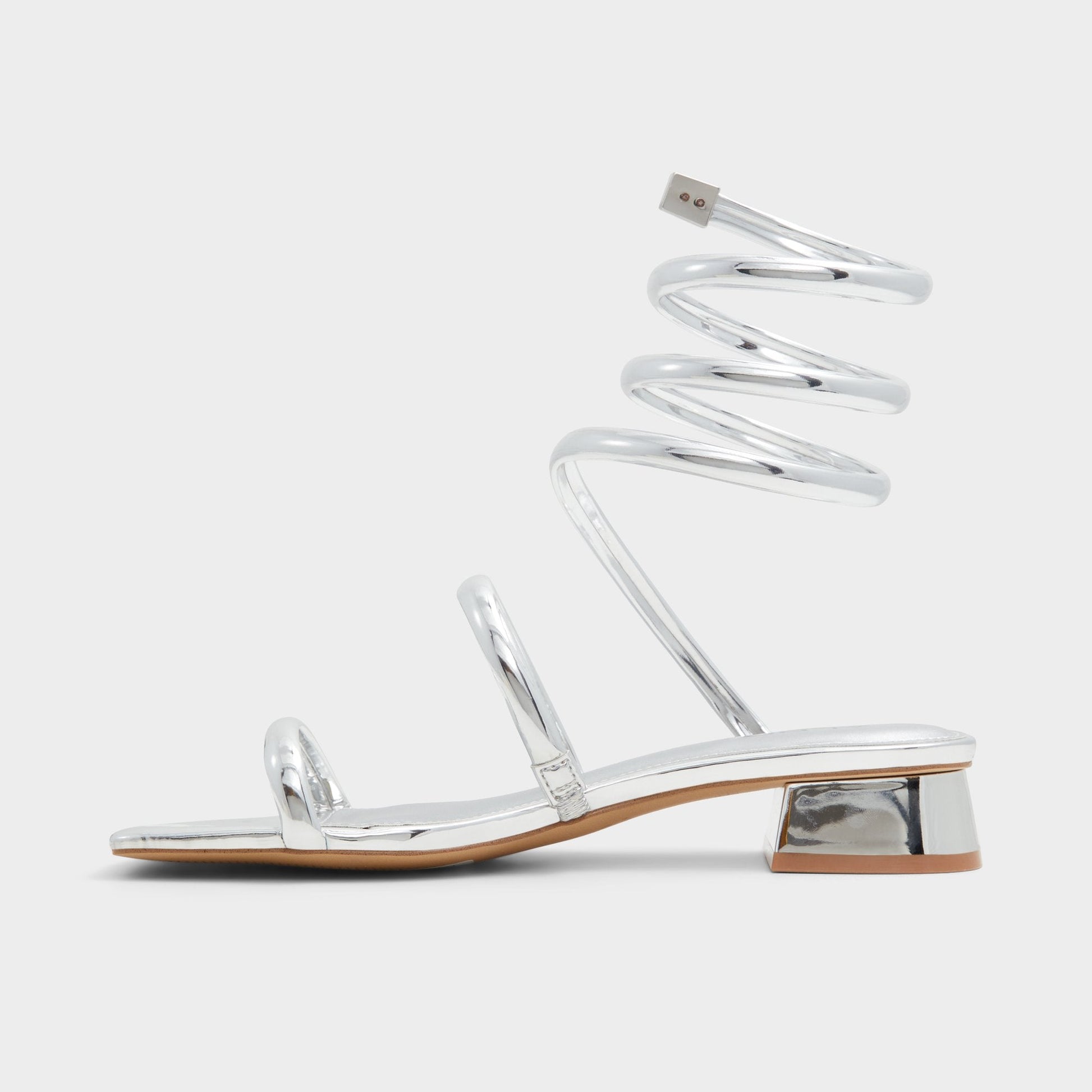 Spinna in Silver - Strappy sandal, Block heel - Silver