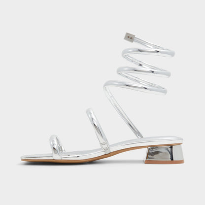 Spinna in Silver - Strappy sandal, Block heel - Silver