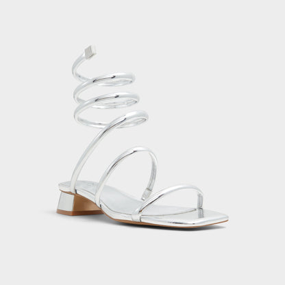 Spinna in Silver - Strappy sandal, Block heel - Silver