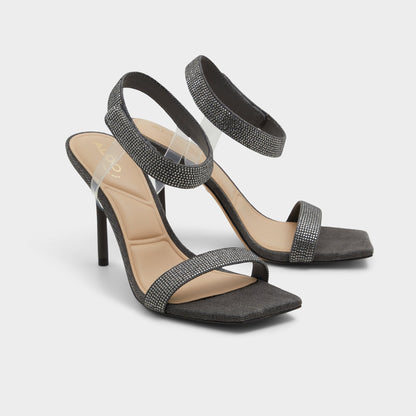 Rosy Dark Grey Women's Strappy sandals - Strappy heeled sandal - Dark Grey