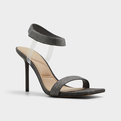 Rosy Dark Grey Women's Strappy sandals - Strappy heeled sandal - Dark Grey