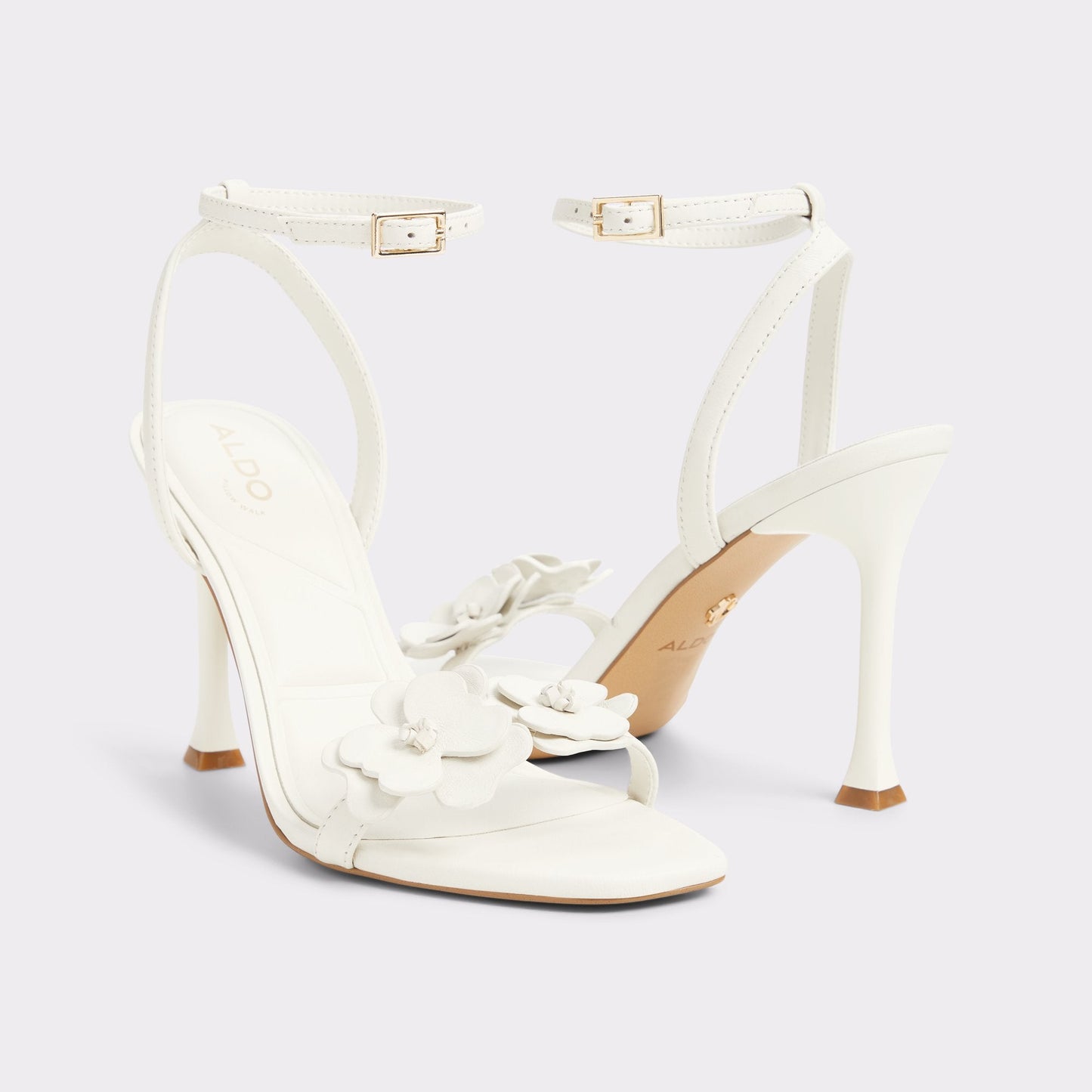 Daisylily White/Bone Women's Heeled sandals - Strappy heeled sandal, Stiletto heel - White/bone