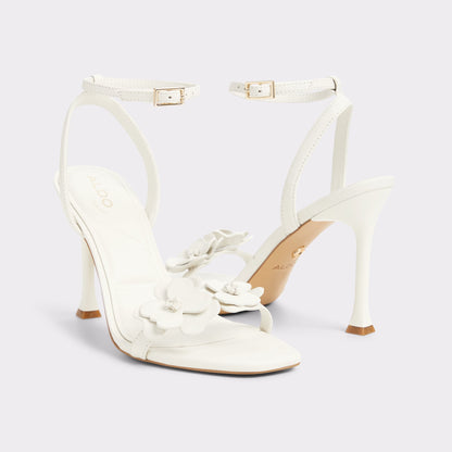 Daisylily White/Bone Women's Heeled sandals - Strappy heeled sandal, Stiletto heel - White/bone