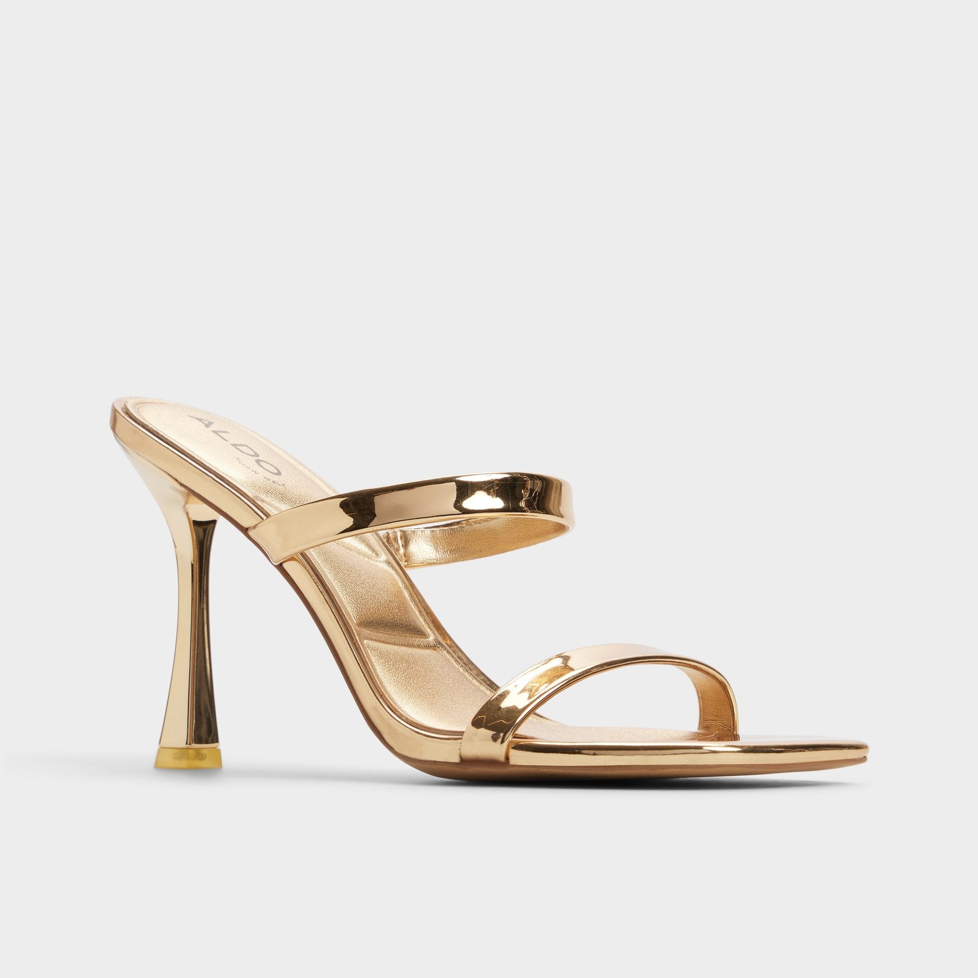 Evalyn in Gold - Strappy heeled sandal, Stiletto heel - Gold