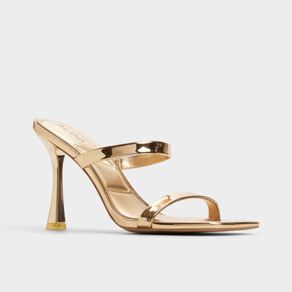 Evalyn in Gold - Strappy heeled sandal, Stiletto heel - Gold