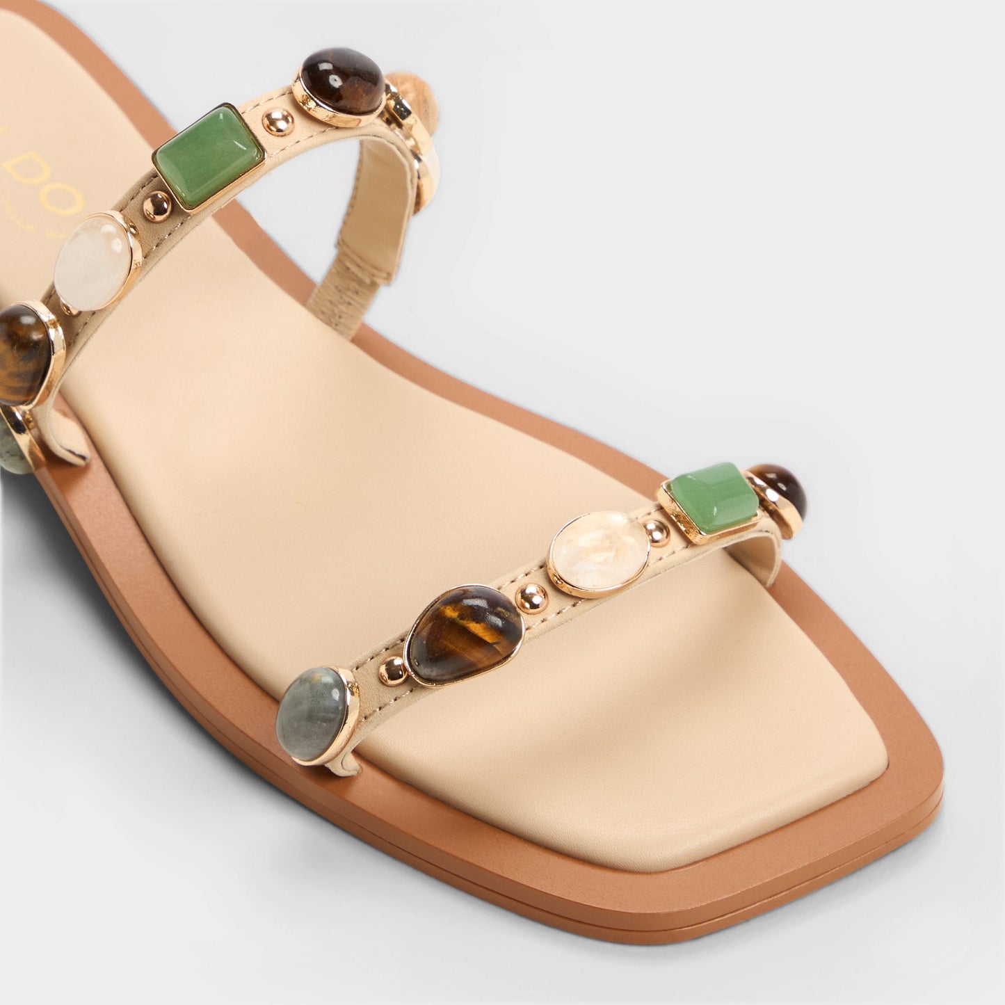 Sapphira Medium Beige Women's Flats - Strappy flat sandal - Medium Beige