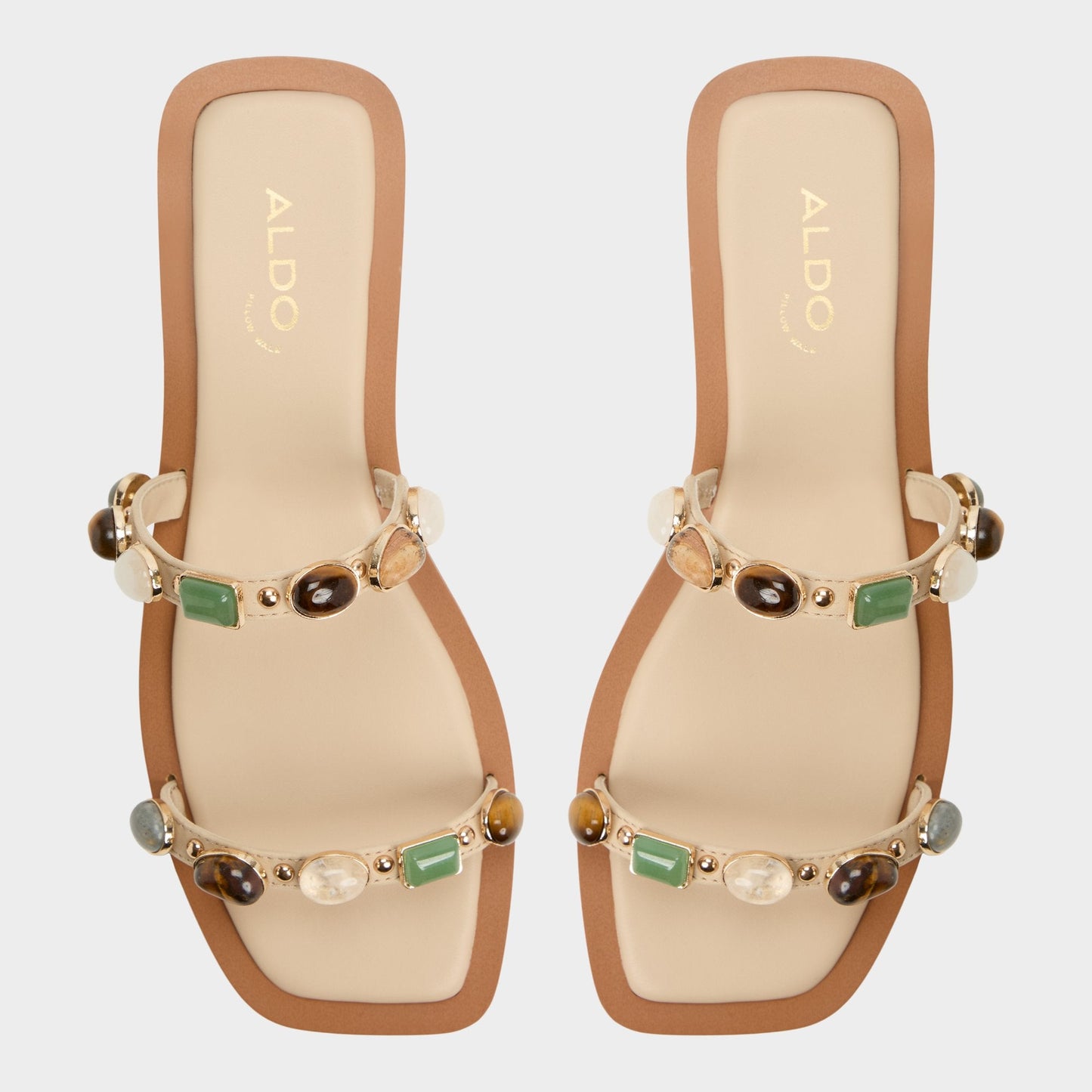 Sapphira Medium Beige Women's Flats - Strappy flat sandal - Medium Beige