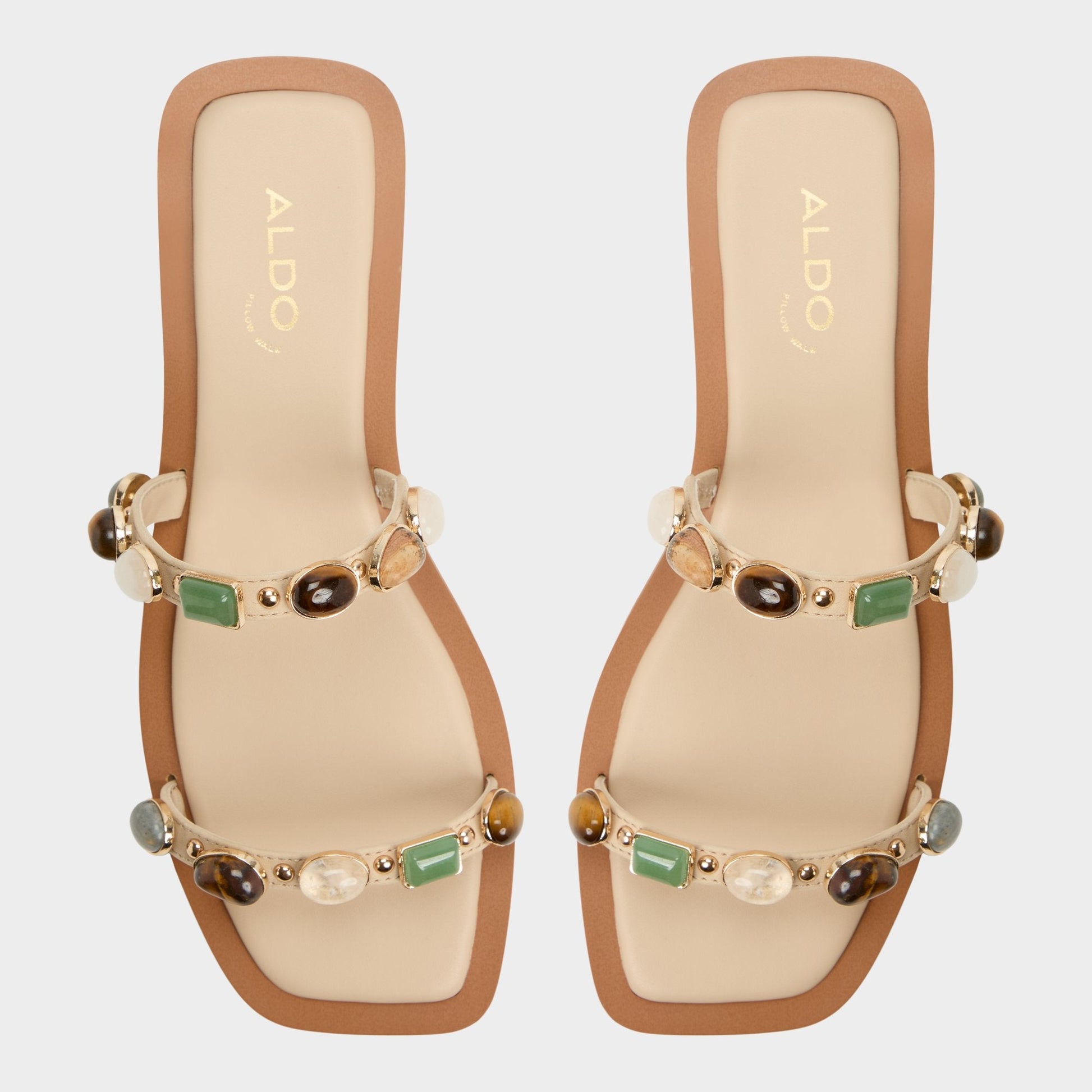 Sapphira Medium Beige Women's Flats - Strappy flat sandal - Medium Beige