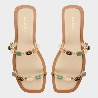 Sapphira Medium Beige Women's Flats - Strappy flat sandal - Medium Beige
