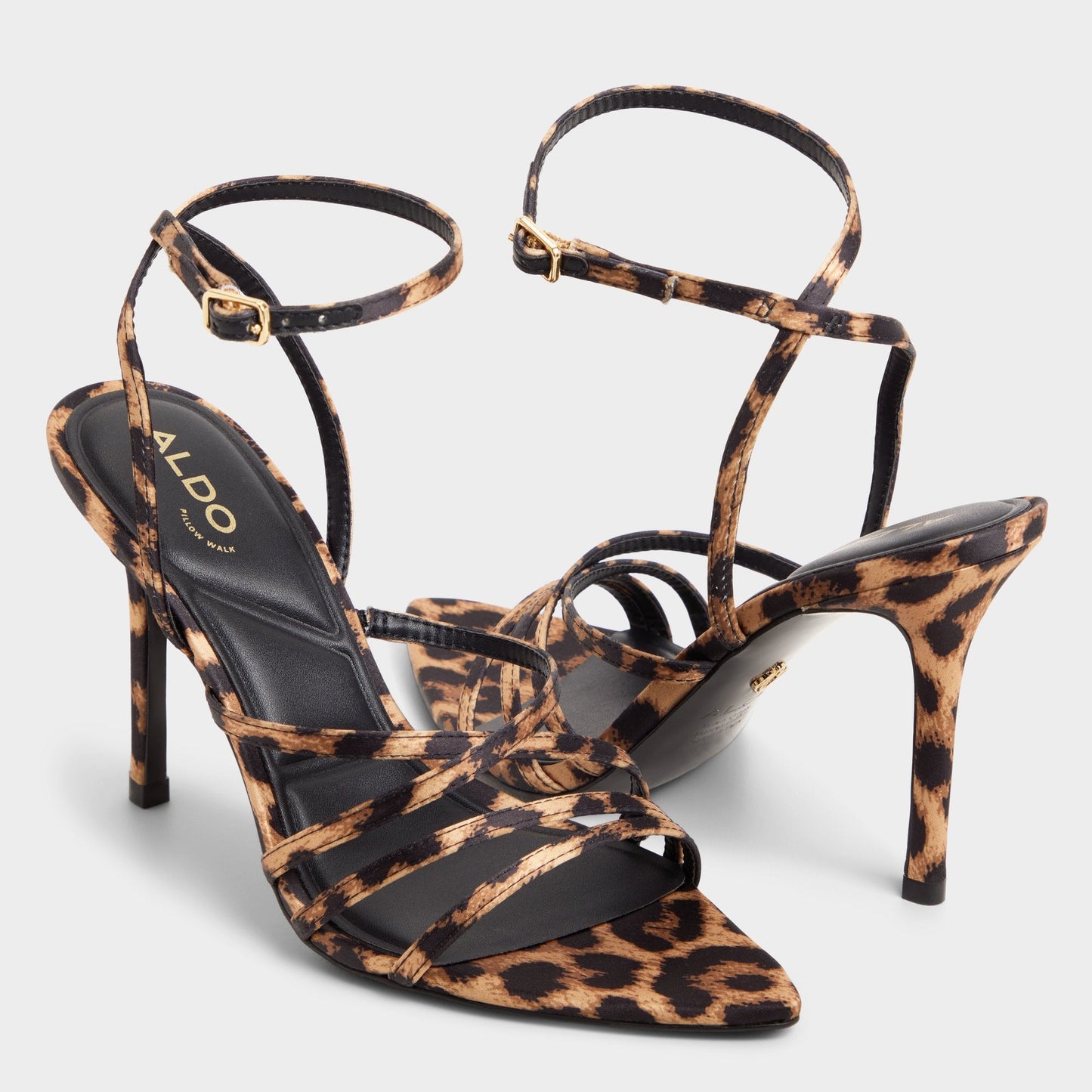Solania Brown Multi Women's Strappy sandals - Strappy heeled sandal, Stiletto heel - Brown Multi