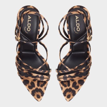 Solania Brown Multi Women's Strappy sandals - Strappy heeled sandal, Stiletto heel - Brown Multi