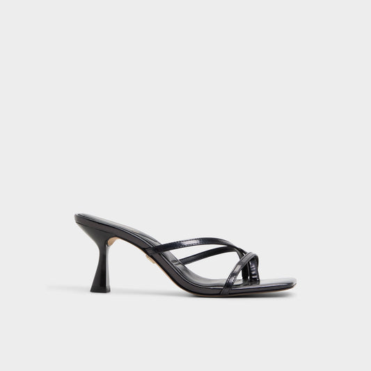 Calypsa Black Women's Animal Prints - Strappy heeled sandal, Block heel - Black
