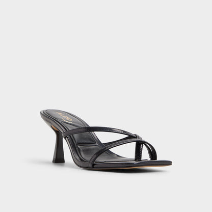 Calypsa Black Women's Animal Prints - Strappy heeled sandal, Block heel - Black