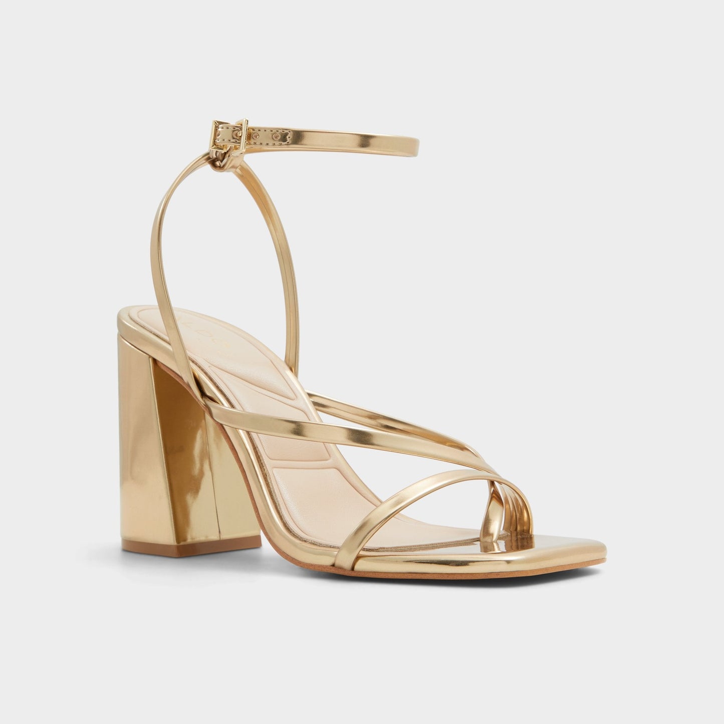 Laurader Gold Women's Block heels - Strappy heeled sandal, Block heel - Gold