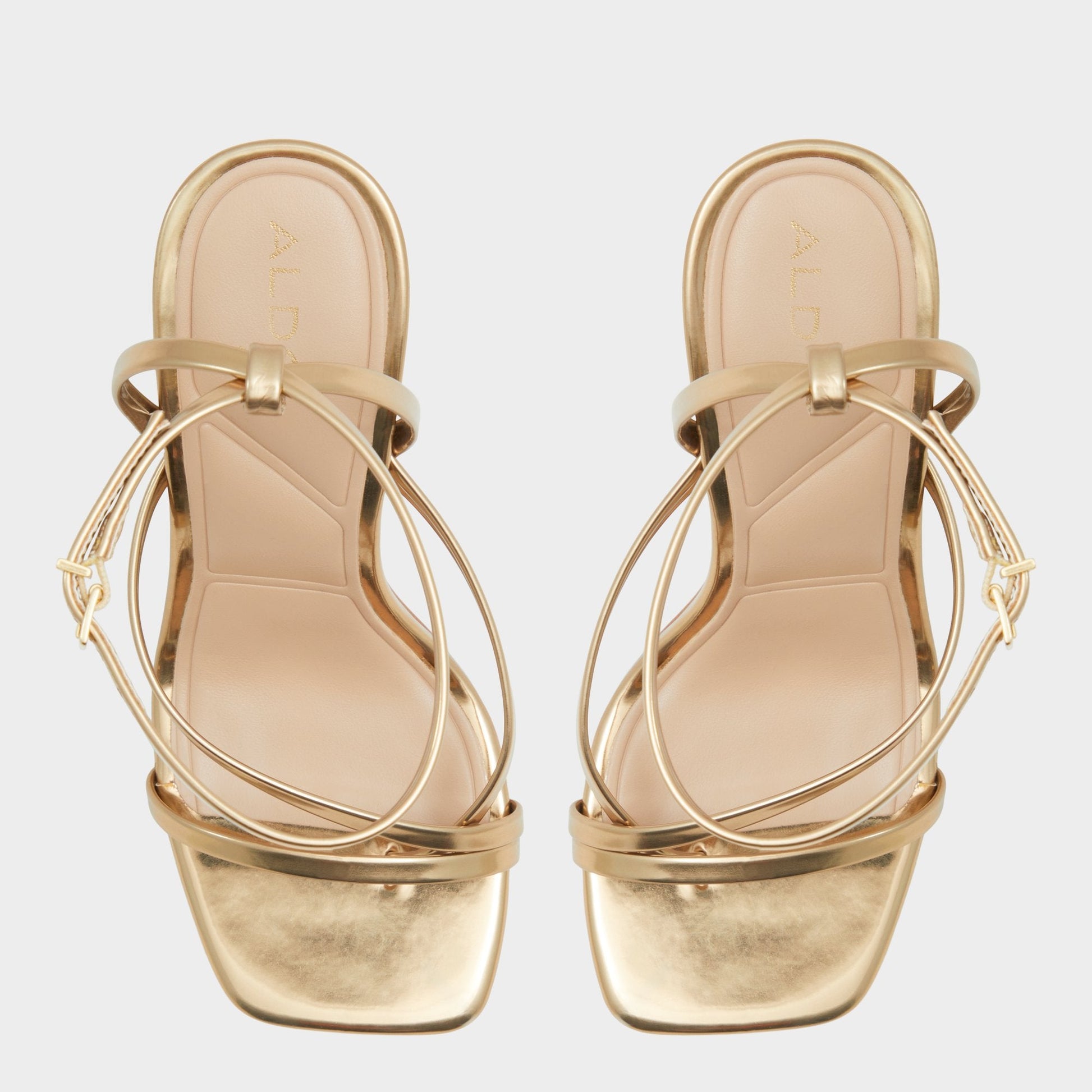 Laurader Gold Women's Block heels - Strappy heeled sandal, Block heel - Gold