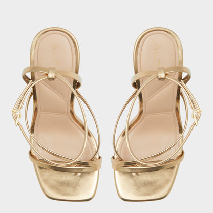 Laurader Gold Women's Block heels - Strappy heeled sandal, Block heel - Gold