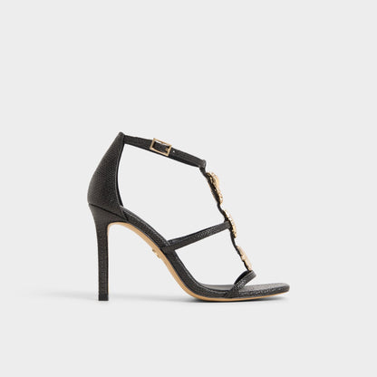 Summerdate Black Women's Strappy sandals - Strappy heeled sandal - Black