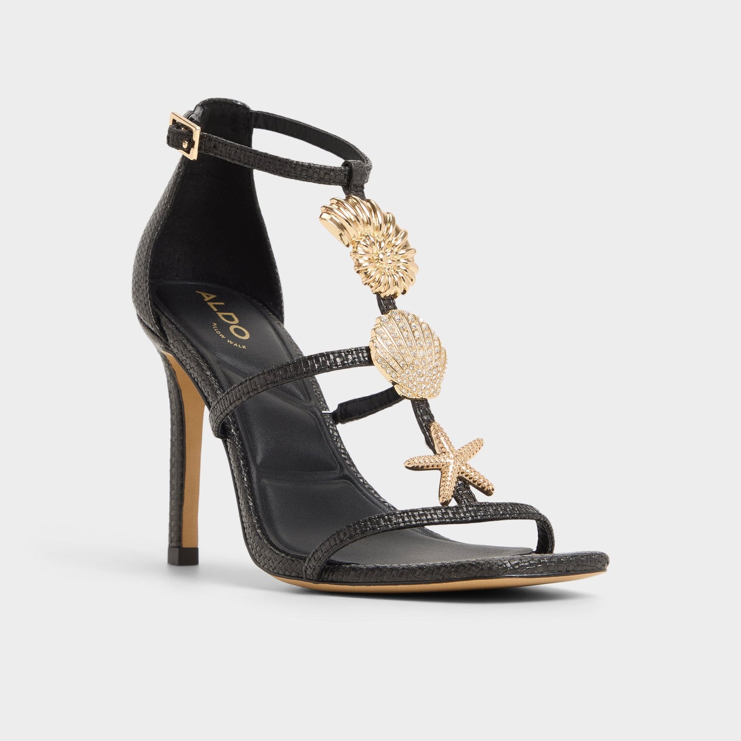 Summerdate Black Women's Strappy sandals - Strappy heeled sandal - Black
