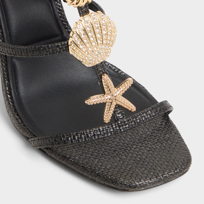 Summerdate Black Women's Strappy sandals - Strappy heeled sandal - Black