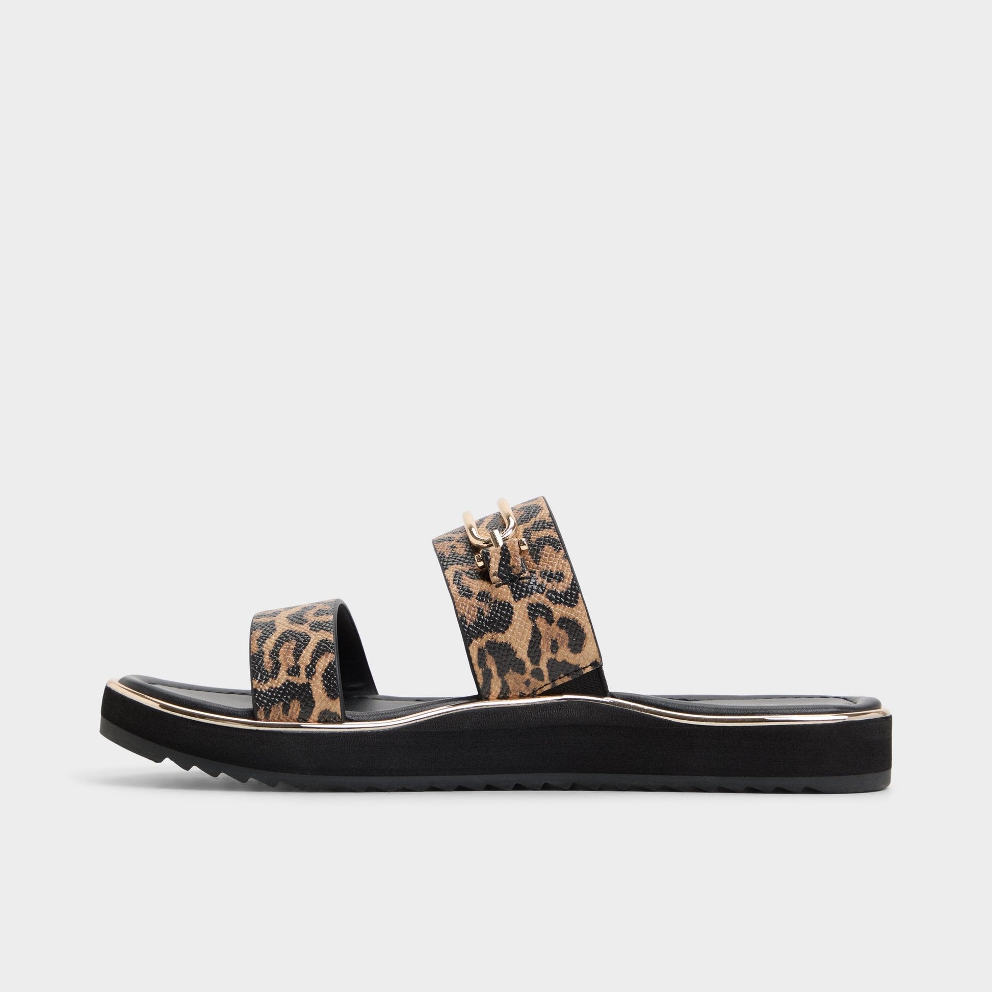 Lagoon Brown Multi Women's Flats - Strappy flat sandal, Footbed sandal - Brown Multi