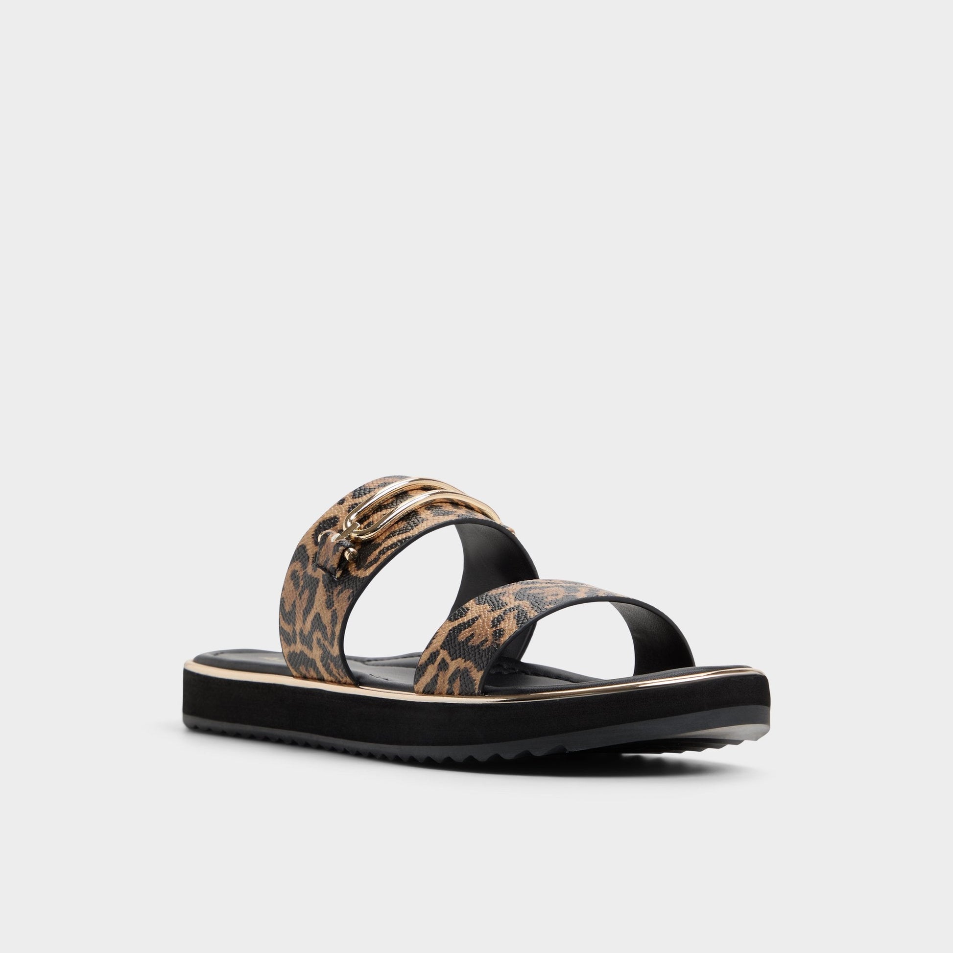 Lagoon Brown Multi Women's Flats - Strappy flat sandal, Footbed sandal - Brown Multi