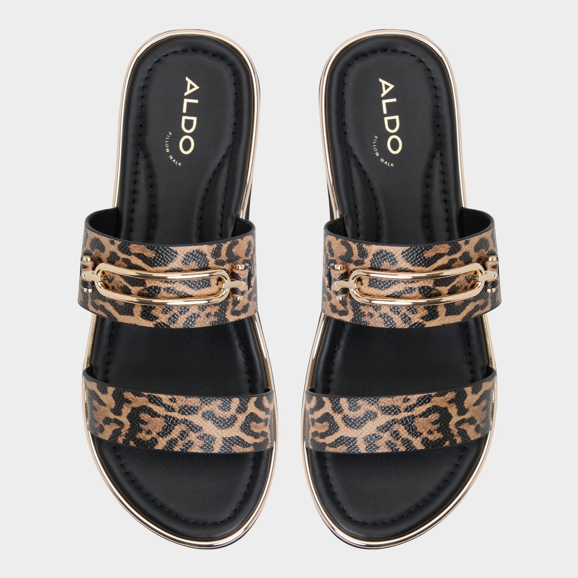 Lagoon Brown Multi Women's Flats - Strappy flat sandal, Footbed sandal - Brown Multi