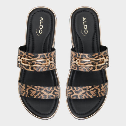 Lagoon Brown Multi Women's Flats - Strappy flat sandal, Footbed sandal - Brown Multi
