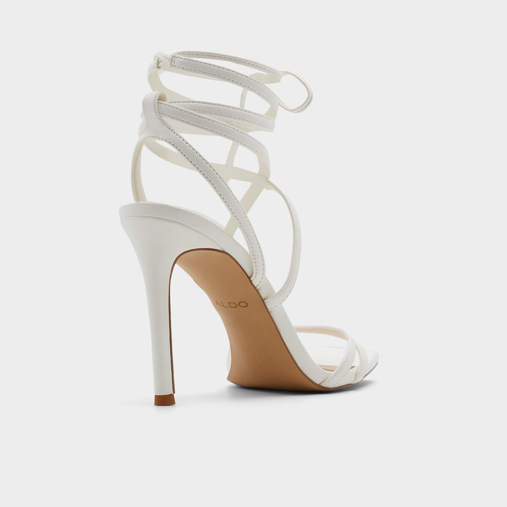 Phaedra in White - Strappy stiletto sandal, Stiletto heel - White