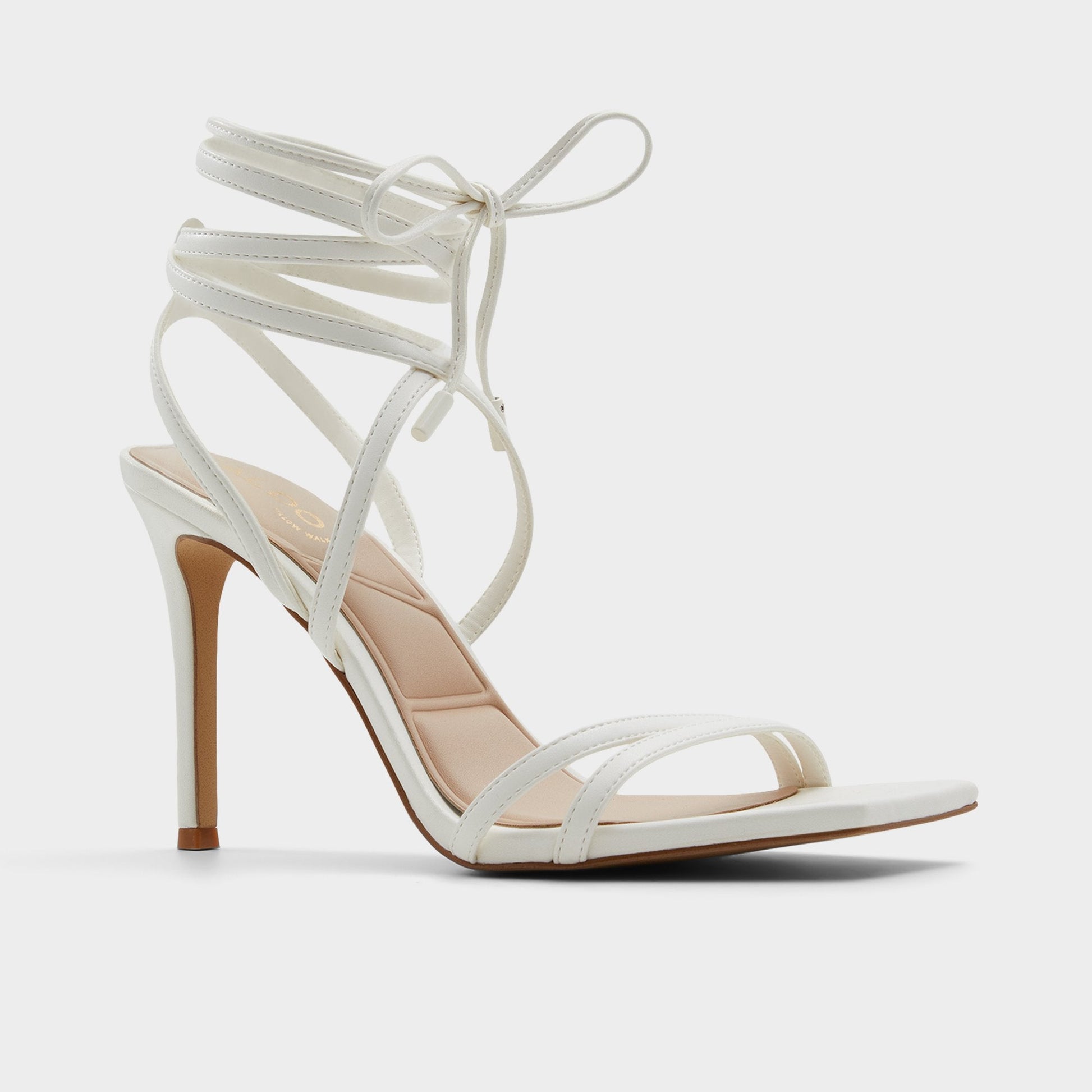 Phaedra in White - Strappy stiletto sandal, Stiletto heel - White