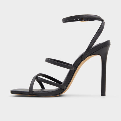 Galoi Black Women's Strappy sandals - Strappy heeled sandal - Black