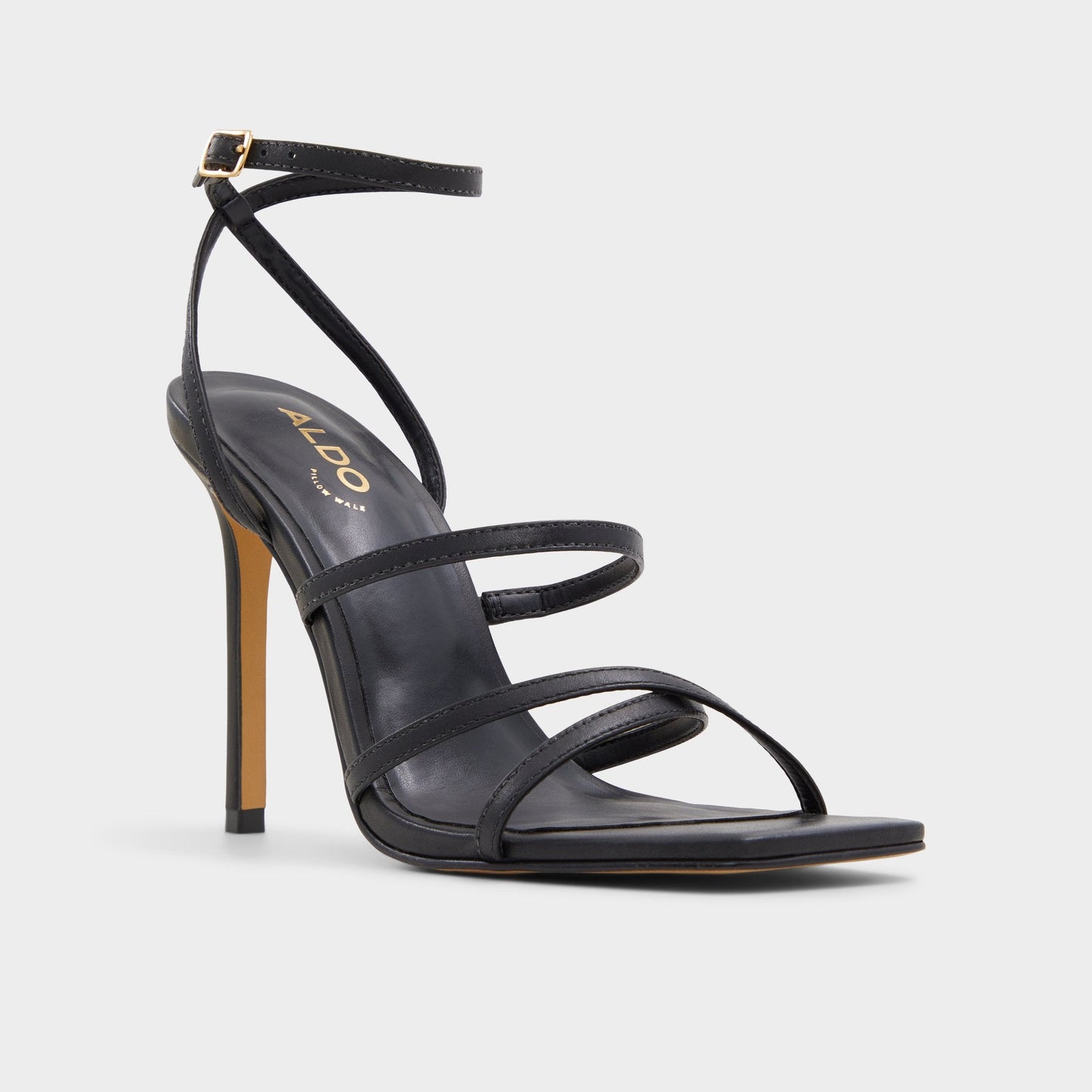 Galoi Black Women's Strappy sandals - Strappy heeled sandal - Black