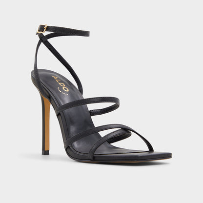 Galoi Black Women's Strappy sandals - Strappy heeled sandal - Black