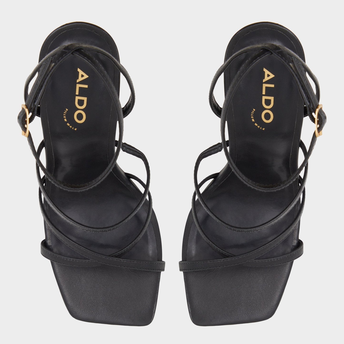 Galoi Black Women's Strappy sandals - Strappy heeled sandal - Black