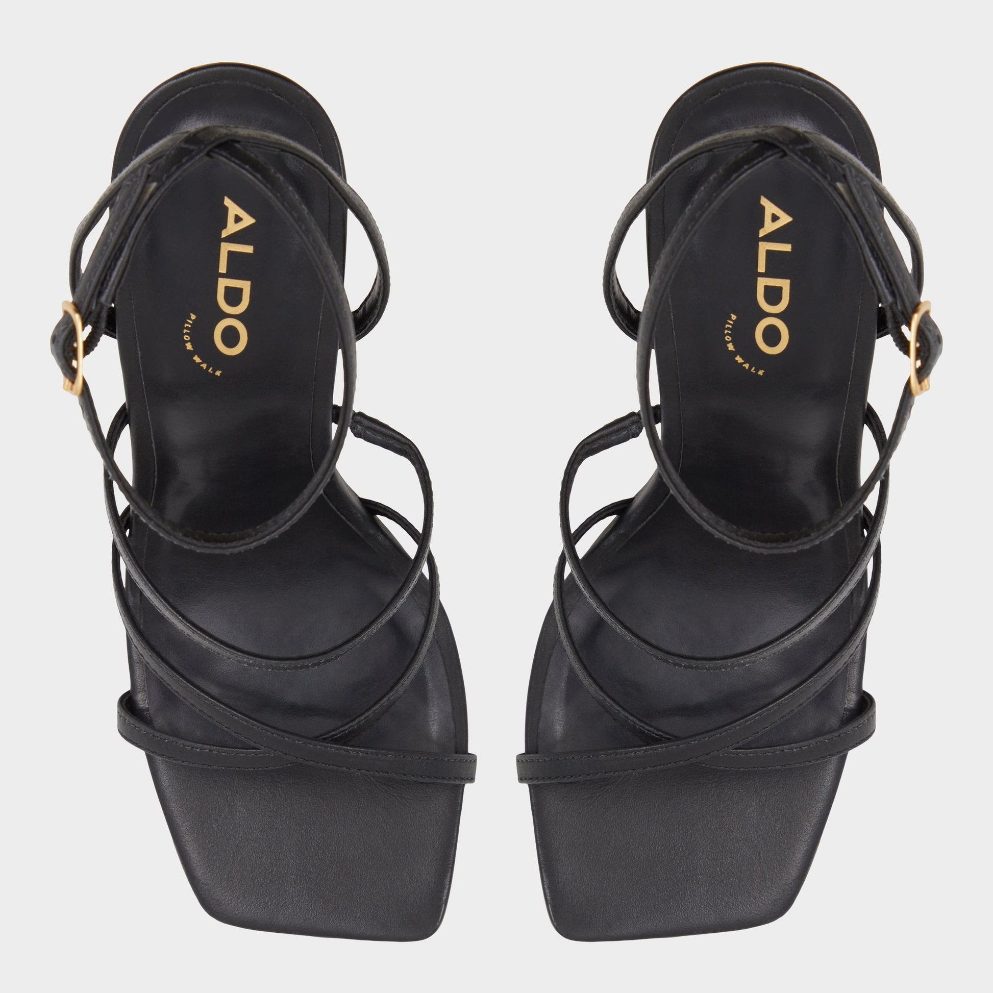 Galoi Black Women's Strappy sandals - Strappy heeled sandal - Black