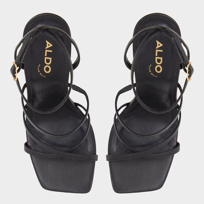Galoi Black Women's Strappy sandals - Strappy heeled sandal - Black