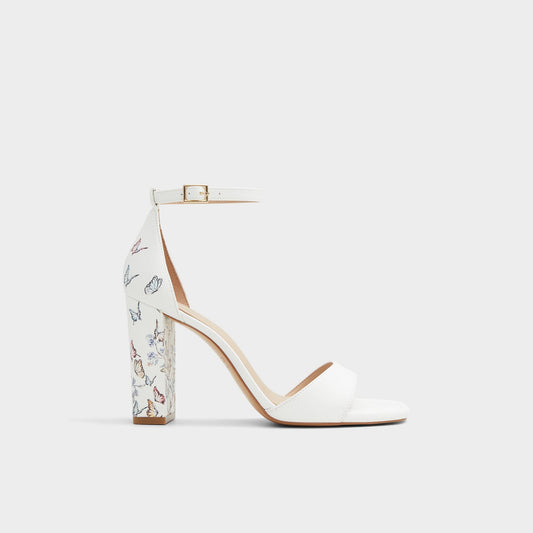 Enaegyn White Multi Women's Strappy sandals - Strappy heeled sandal, Block heel - White Multi