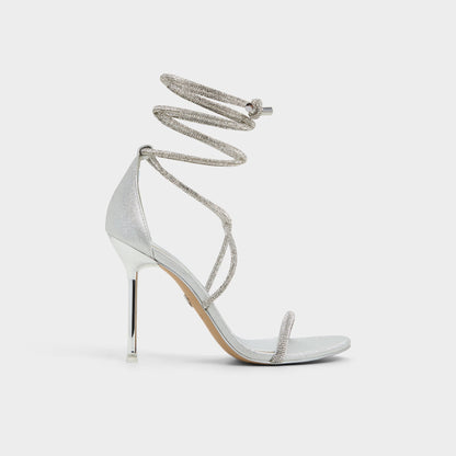 Caladonia Silver Women's Iridescent metallics - Strappy heeled sandal, Stiletto heel - Silver