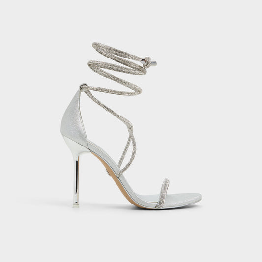 Caladonia Silver Women's Iridescent metallics - Strappy heeled sandal, Stiletto heel - Silver