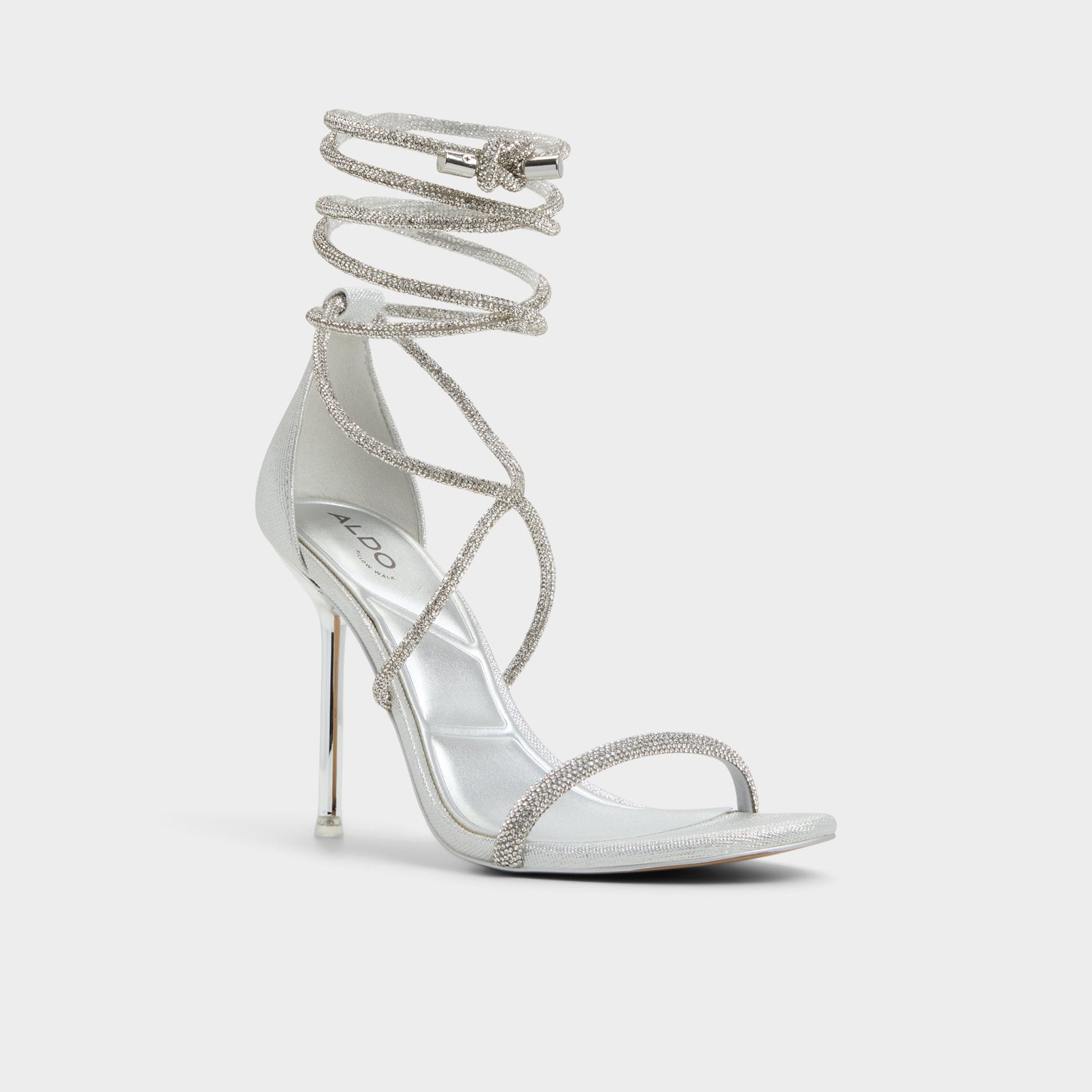 Caladonia Silver Women's Iridescent metallics - Strappy heeled sandal, Stiletto heel - Silver