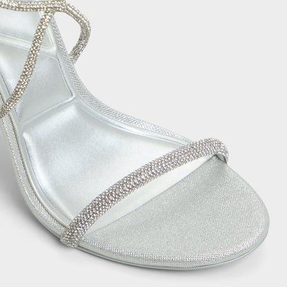 Caladonia Silver Women's Iridescent metallics - Strappy heeled sandal, Stiletto heel - Silver