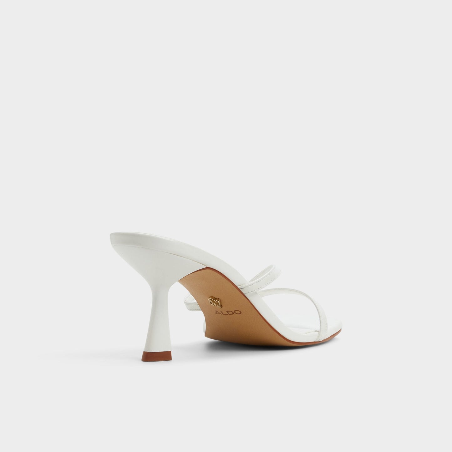 Calypsa White Women's Heeled mules - Strappy heeled sandal, Block heel - White