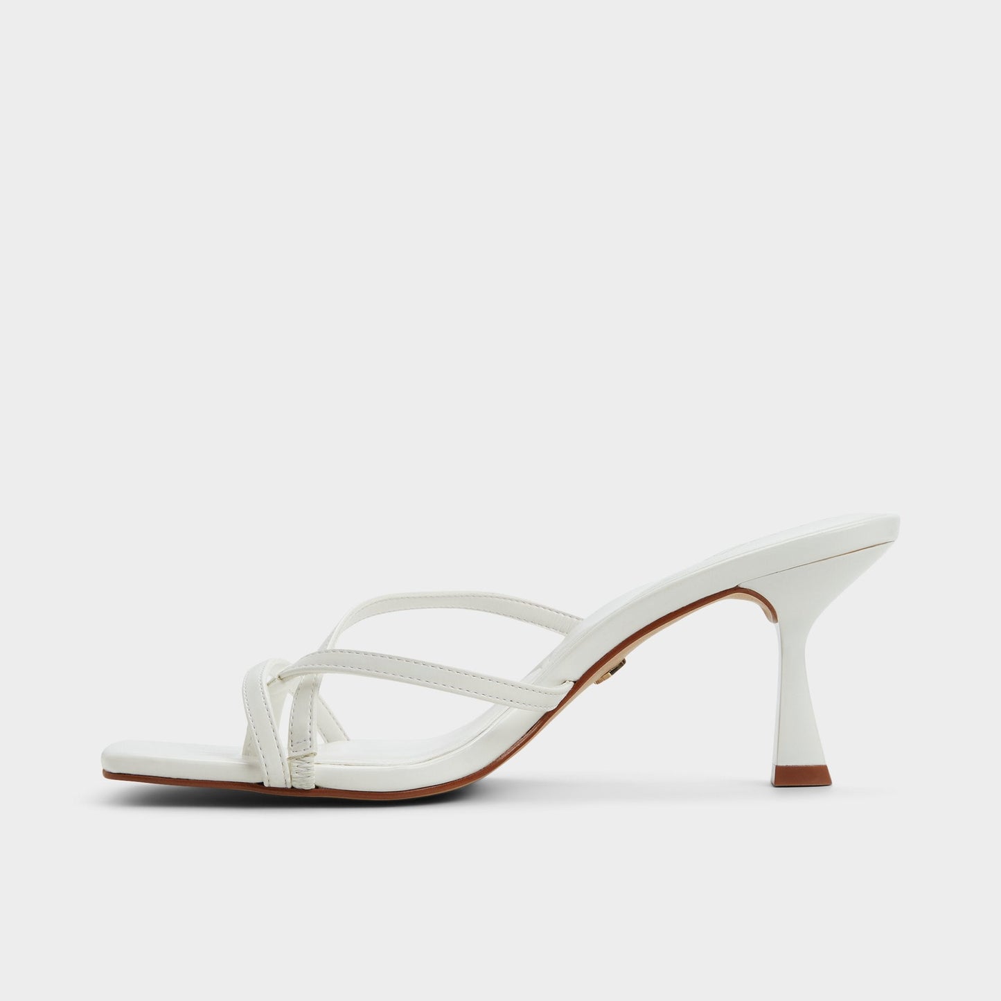 Calypsa White Women's Heeled mules - Strappy heeled sandal, Block heel - White