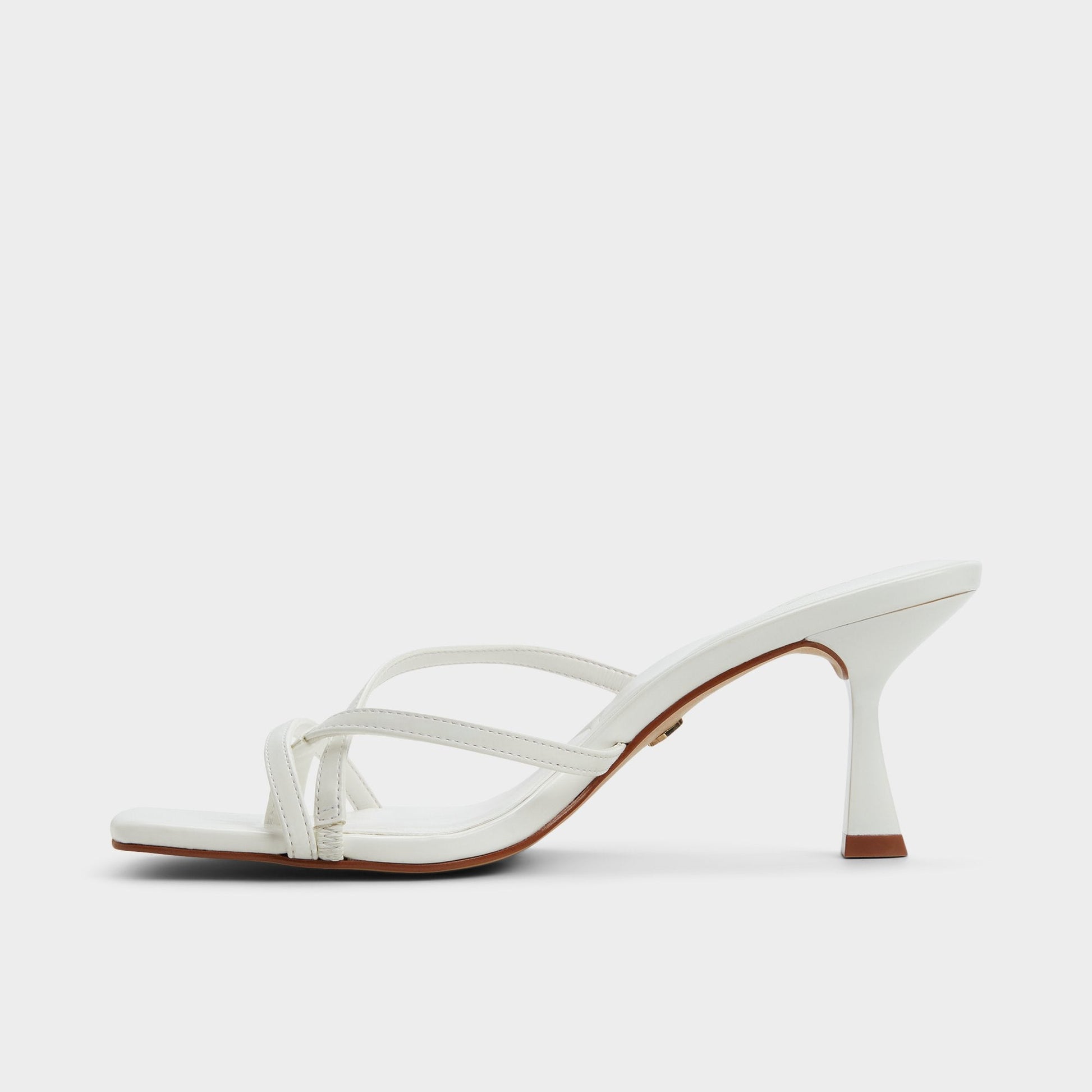 Calypsa White Women's Heeled mules - Strappy heeled sandal, Block heel - White
