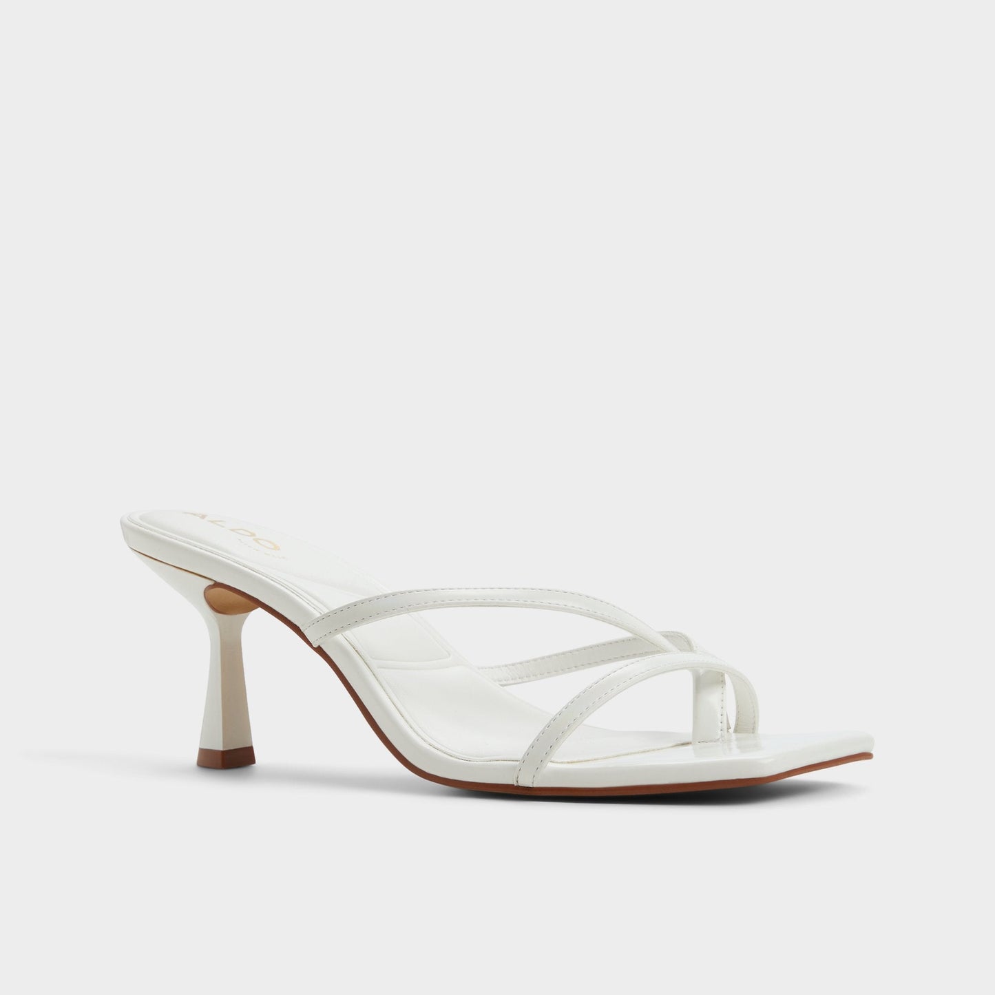 Calypsa White Women's Heeled mules - Strappy heeled sandal, Block heel - White