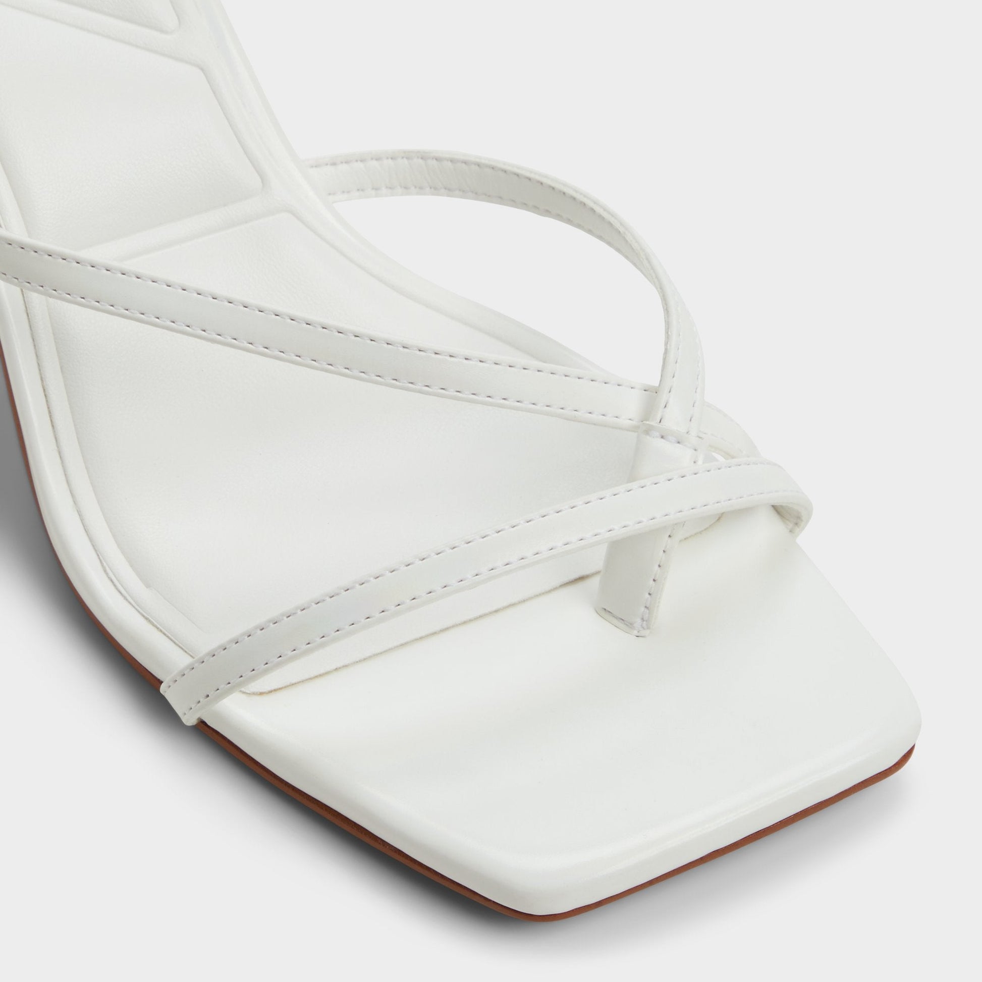 Calypsa White Women's Heeled mules - Strappy heeled sandal, Block heel - White