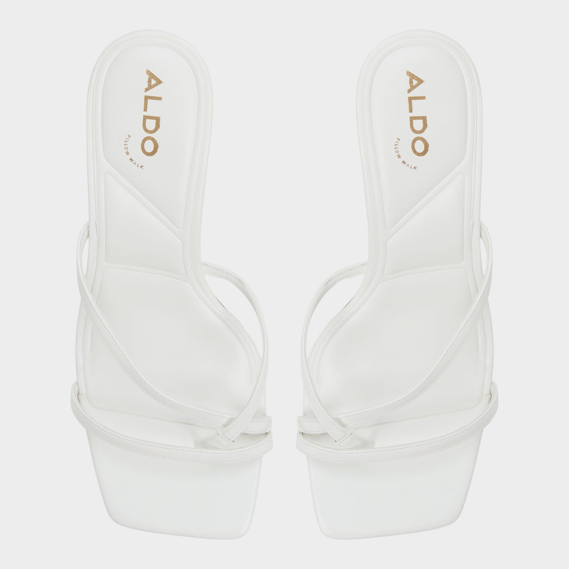 Calypsa White Women's Heeled mules - Strappy heeled sandal, Block heel - White